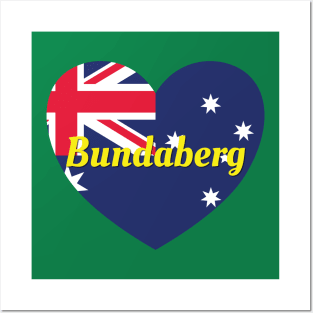 Bundaberg QLD Australia Australian Flag Heart Posters and Art